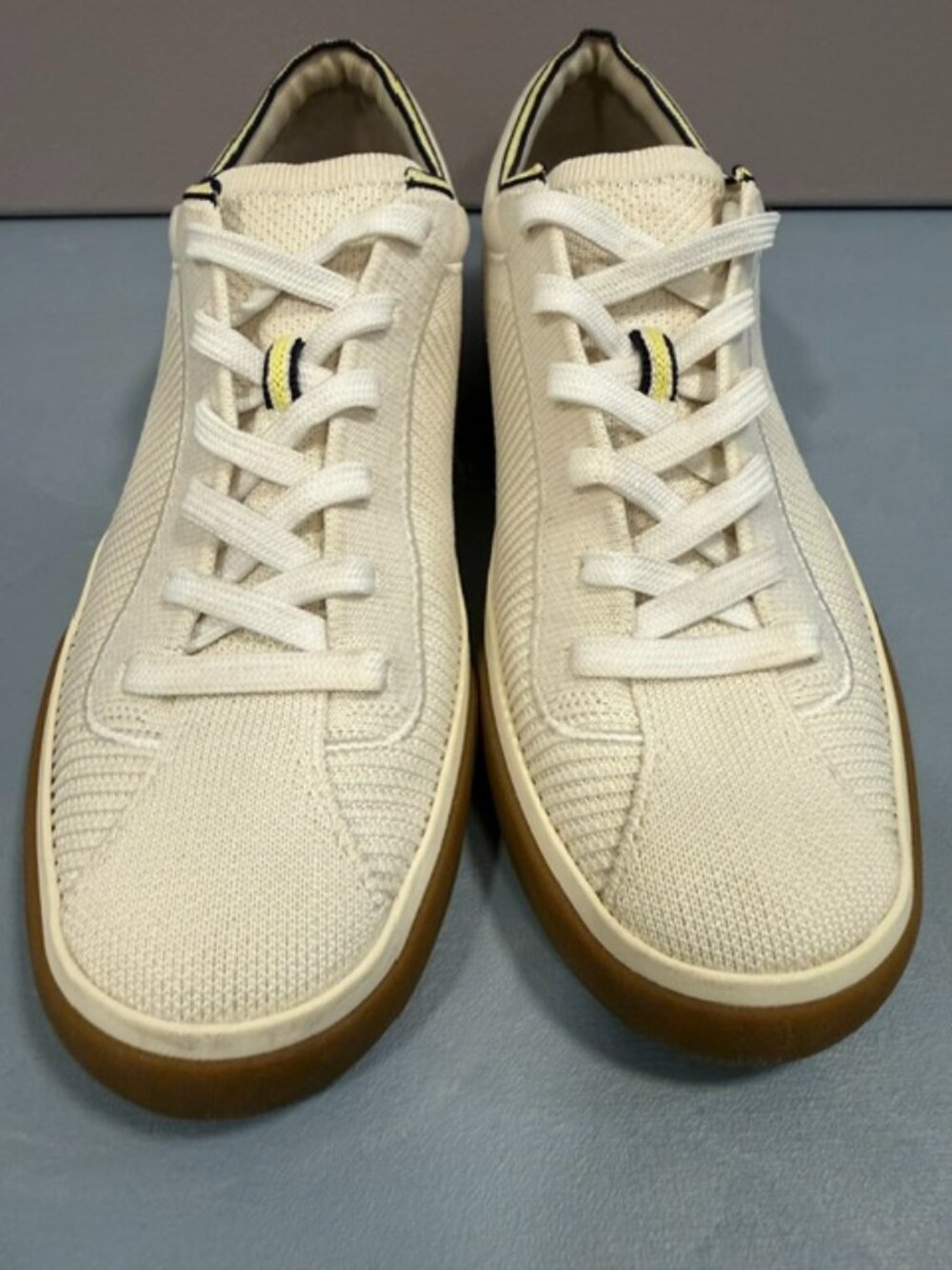 Rothy’s The Lace Up Sneaker Ivory Cream Knit Womens 7 Quiet Luxury Casual Shoes